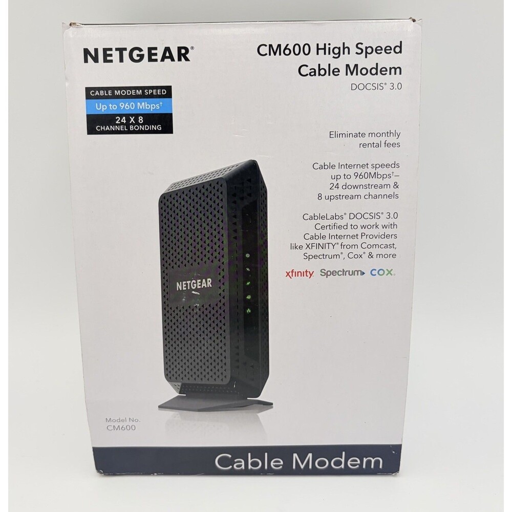 NETGEAR CM600 DOCSIS 3.0 Cable Modem NIB CM600-1AZNAS Open Box